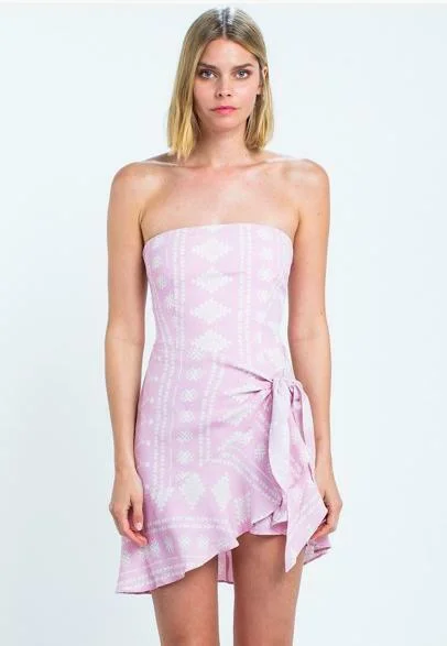 Demi Pink Prism Print Strapless Mini Dress