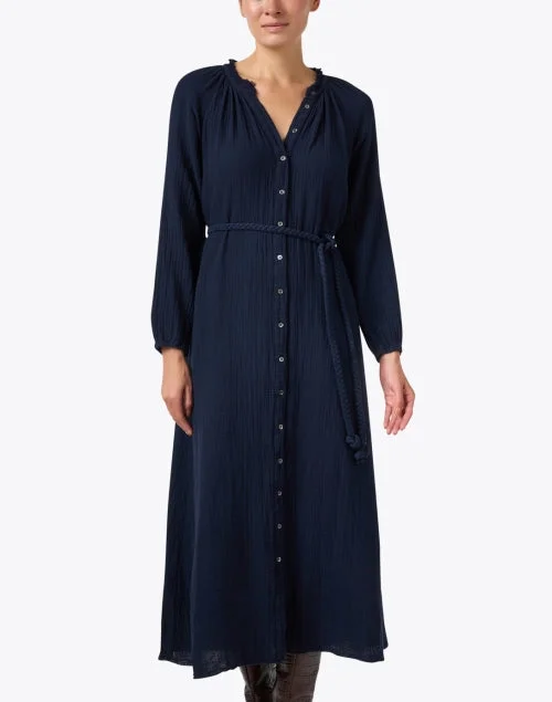 Andrea Navy Cotton Gauze Dress