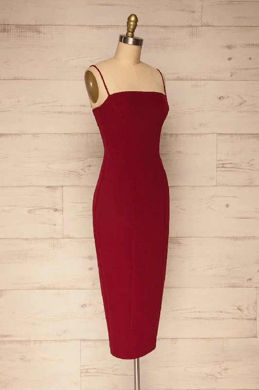 Kavala Burgundy | Fitted Midi Dress