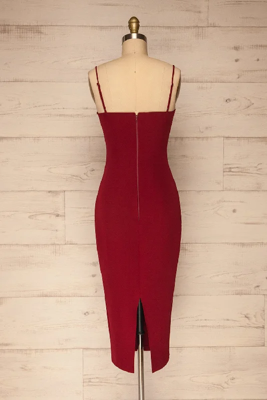 Kavala Burgundy | Fitted Midi Dress