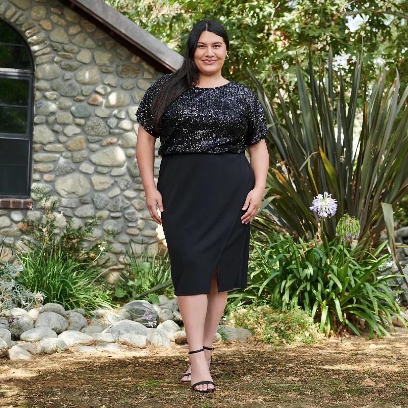 Kitty Black Sequin Popover Dress