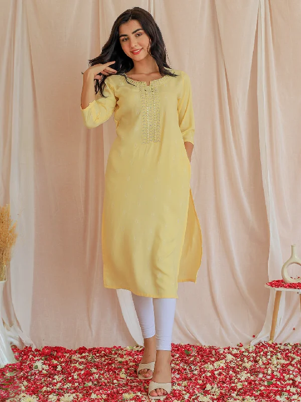 Lemon  Cotton Straight Kurta