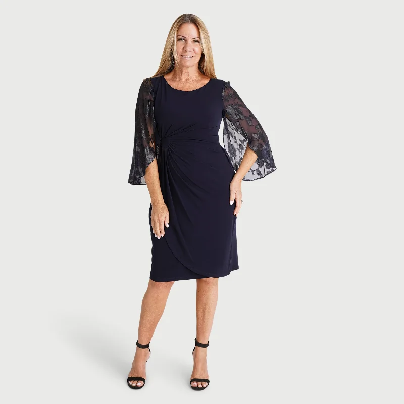 Lisette Midnight Faux Wrap Dress